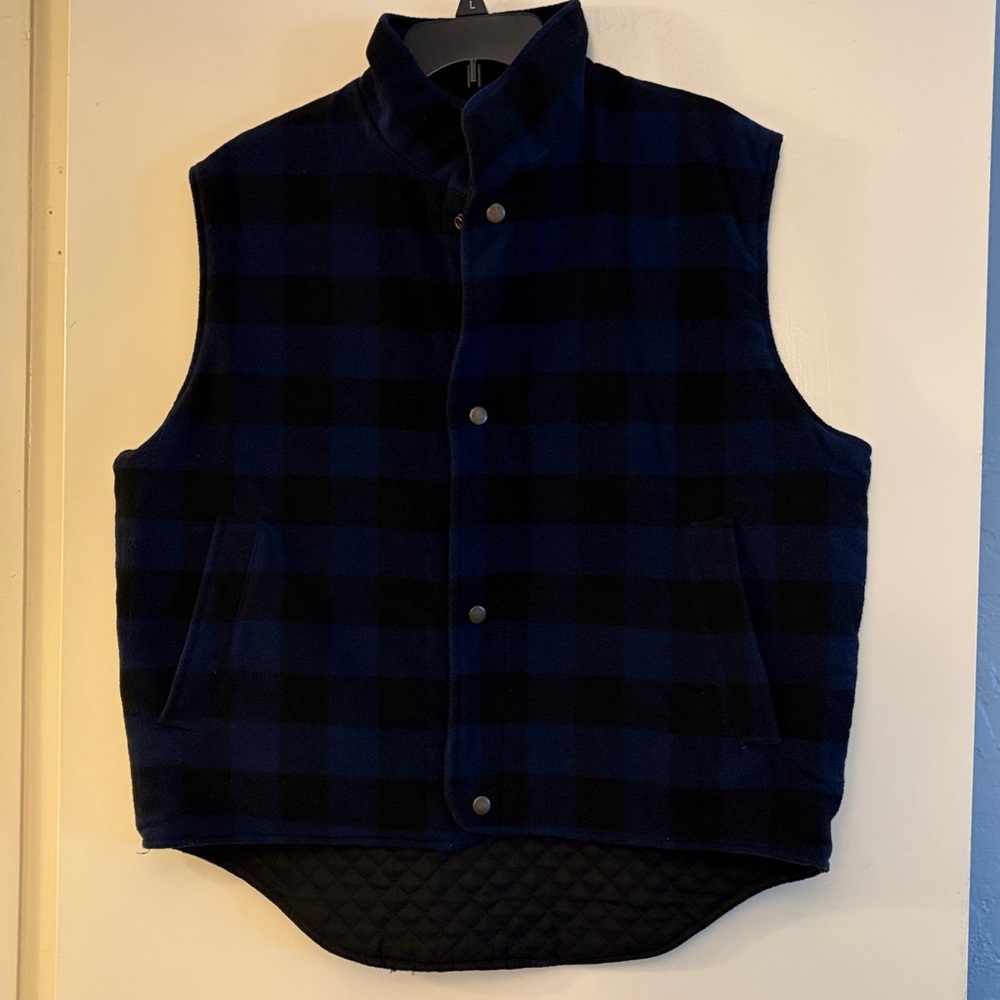 Vintage Claybrooke Outdoors Stylish‎ Men's Checkered Vest in Blue and Black, M
